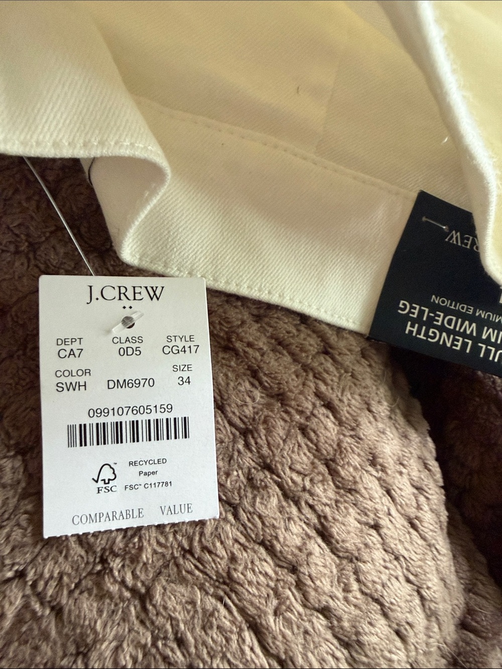 J. Crew White Slim Wide-Leg Sailor Jeans with Gold Buttons - Picture 4 of 4